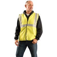 Occunomix LUX-SSCGFR-YXL OccuNomix X-Large Hi-Viz Yellow Flame Resistant Cotton Class 2 Solid Vest With 2 Each 2" Vertical And 1